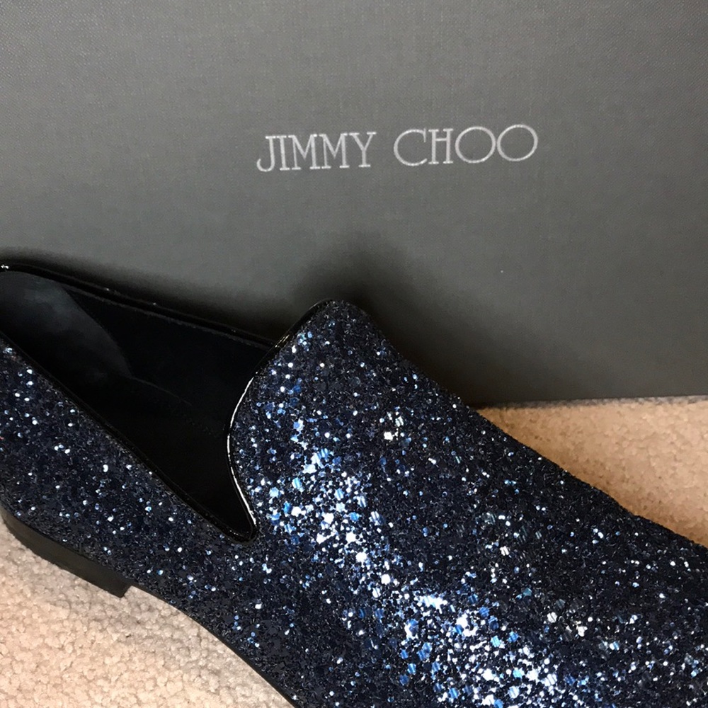 Jimmy Choo men 41 glitter blue loafer